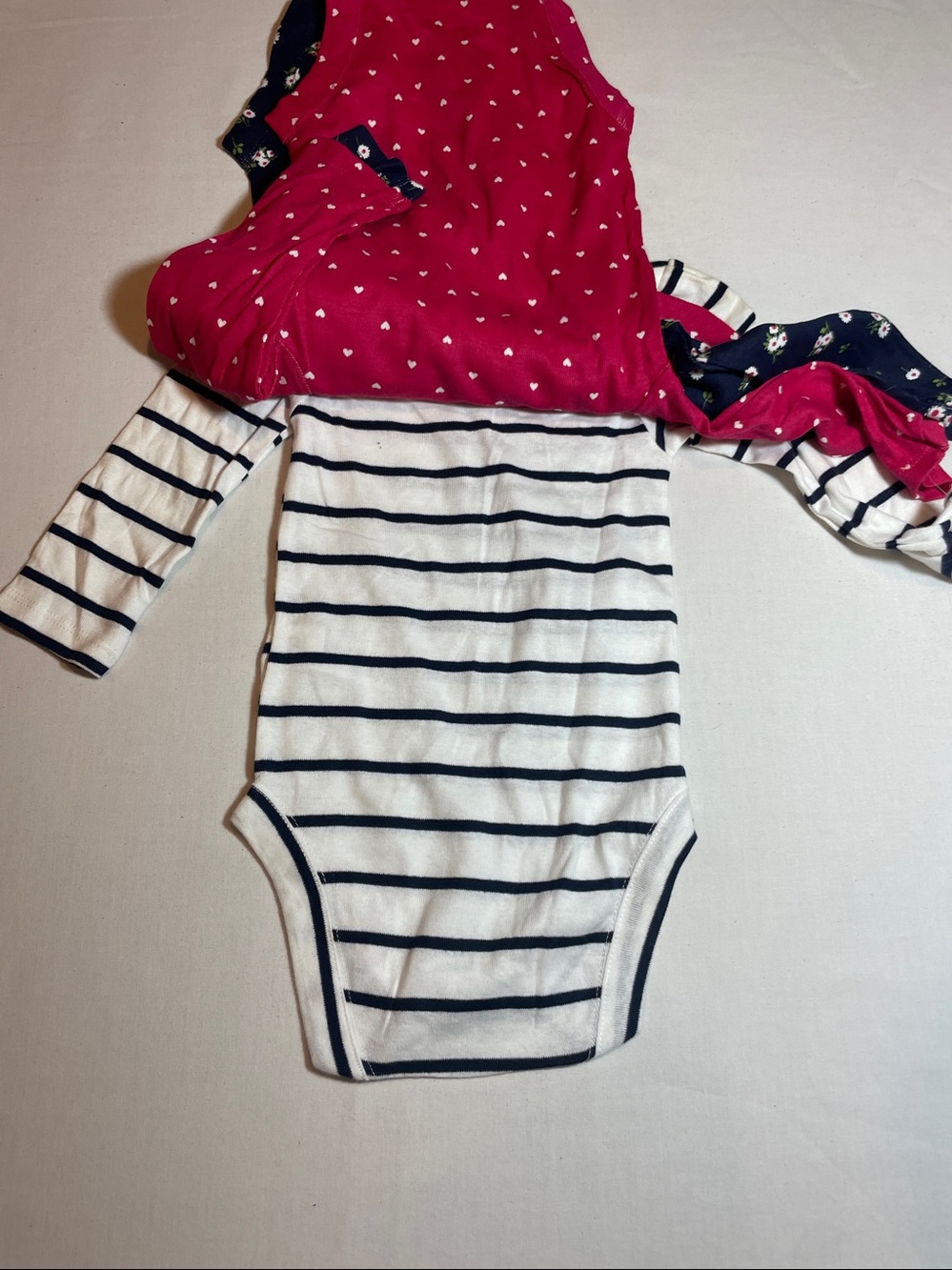Bundles baby place Navy Floral Long-Sleeve Baby Bodysuit Trio - Picture 3 of 4